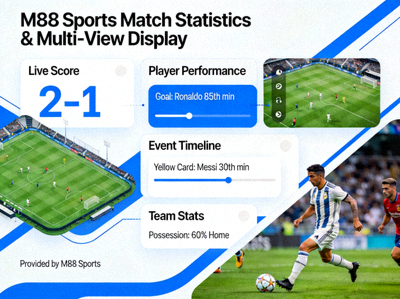 Tampilan multi-view dan statistik pertandingan lengkap yang disediakan oleh M88 Sports