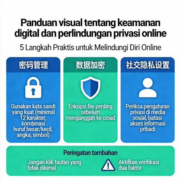 Panduan visual tentang keamanan digital dan perlindungan privasi online